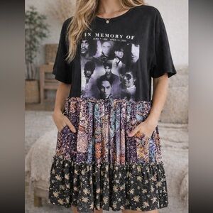 Upcycle Custom Prince Tribute Graphic Band T Midi Dress / Tunic